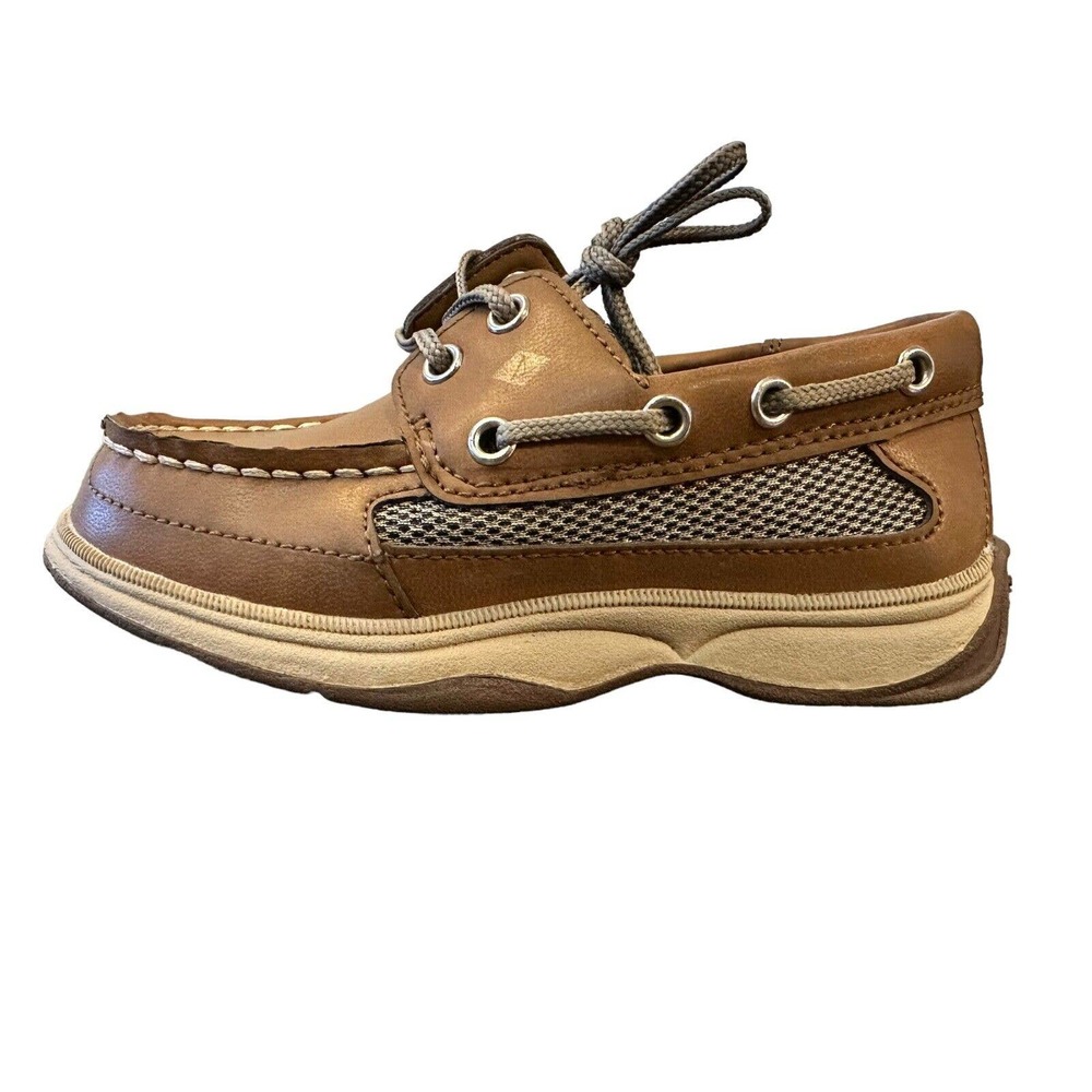 Sperry Top Sider Lanyard Boat Shoe Boys Toddler Size 9 M 2 Eye Tan Brown Leather